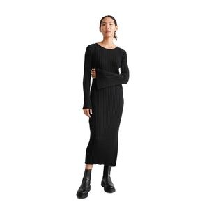 ribbed knit midi dress long sleeve Green Ribbed Midi Dress main image 0